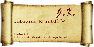 Jakovics Kristóf névjegykártya
